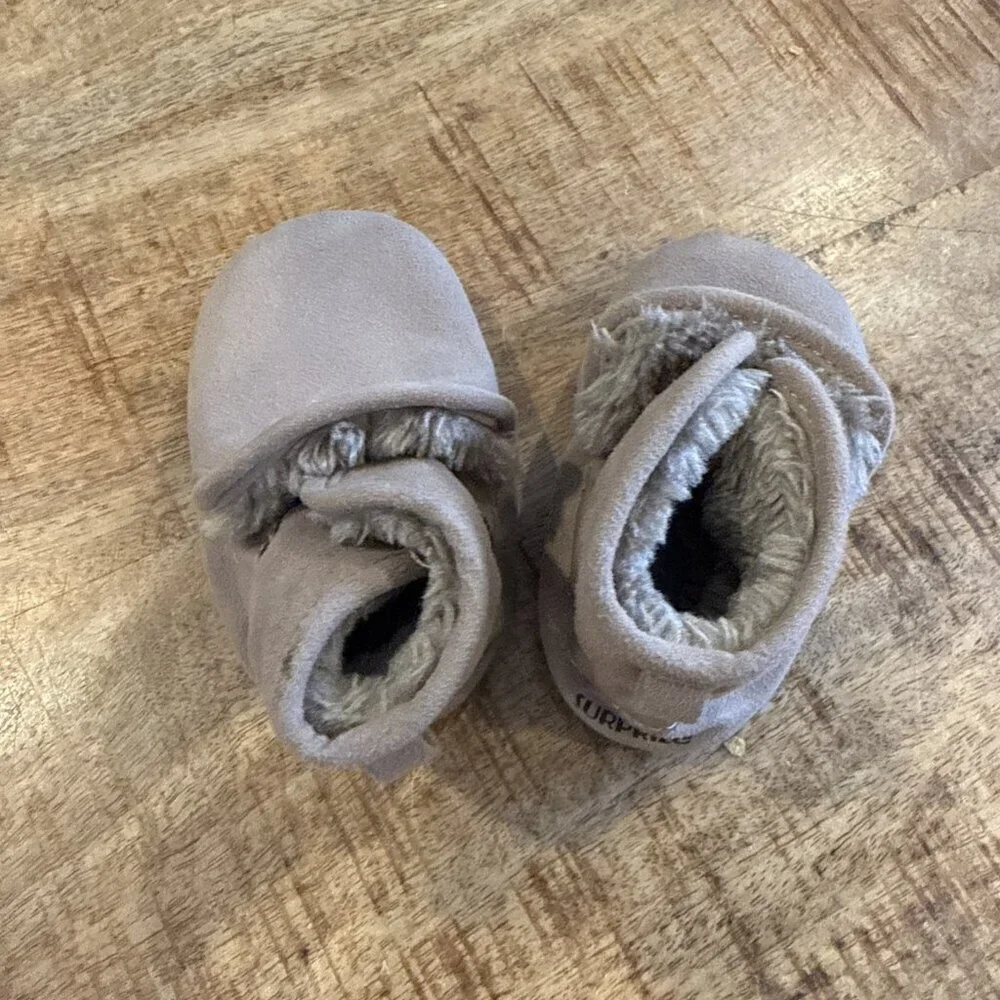 Surprize Stride Rite Charlie Toddler Boys S (6-12M) Brown Faux Fur Lined Booties